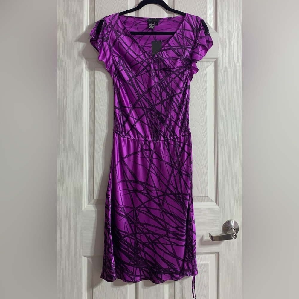 NWT VTG BCBGMAXAZRIA Purple Silk Midi Dress 4 - Picture 4 of 6